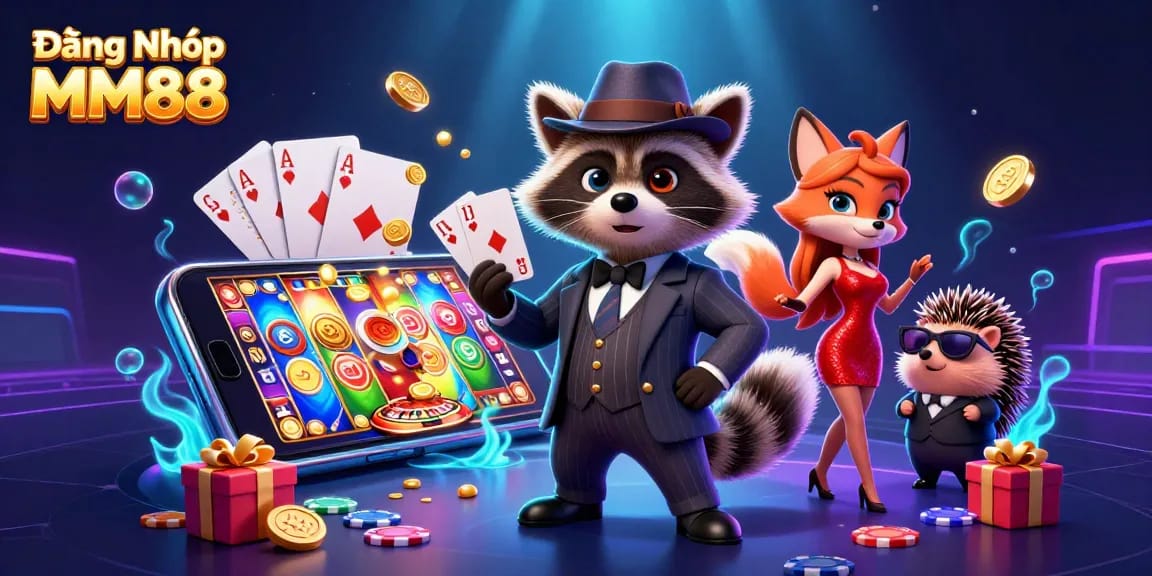 Play thrilling games and enjoy exciting wins with Đăng Nhập MM88, featuring vibrant 3D casino characters.