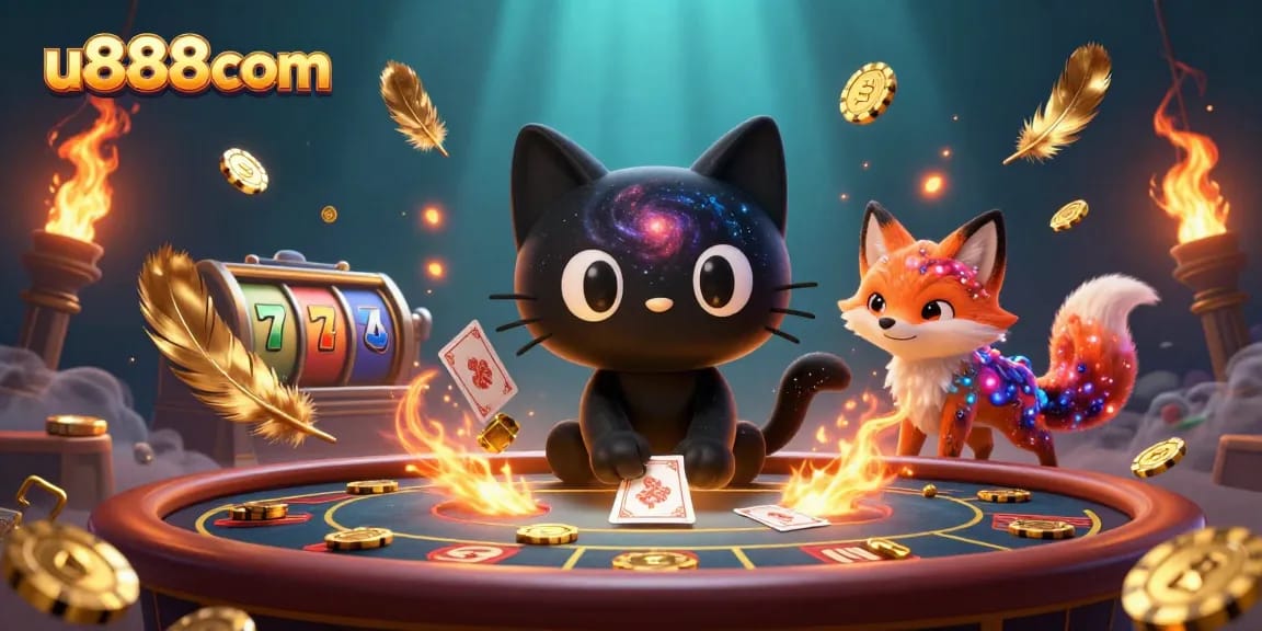 Play and win big at u888com with vibrant characters and a cosmic casino setup.