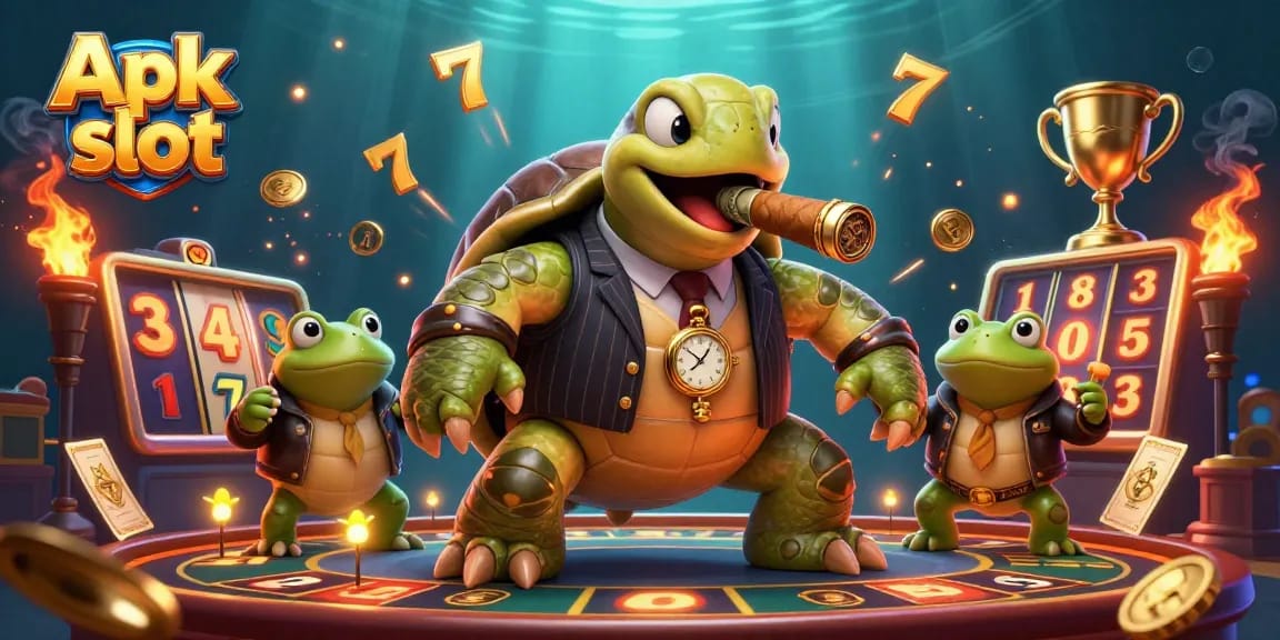 Permainan Apk slot yang mengasyikkan menghadirkan karakter kura-kura gangster dan penegak keamanan yang menambah kesan mewah.