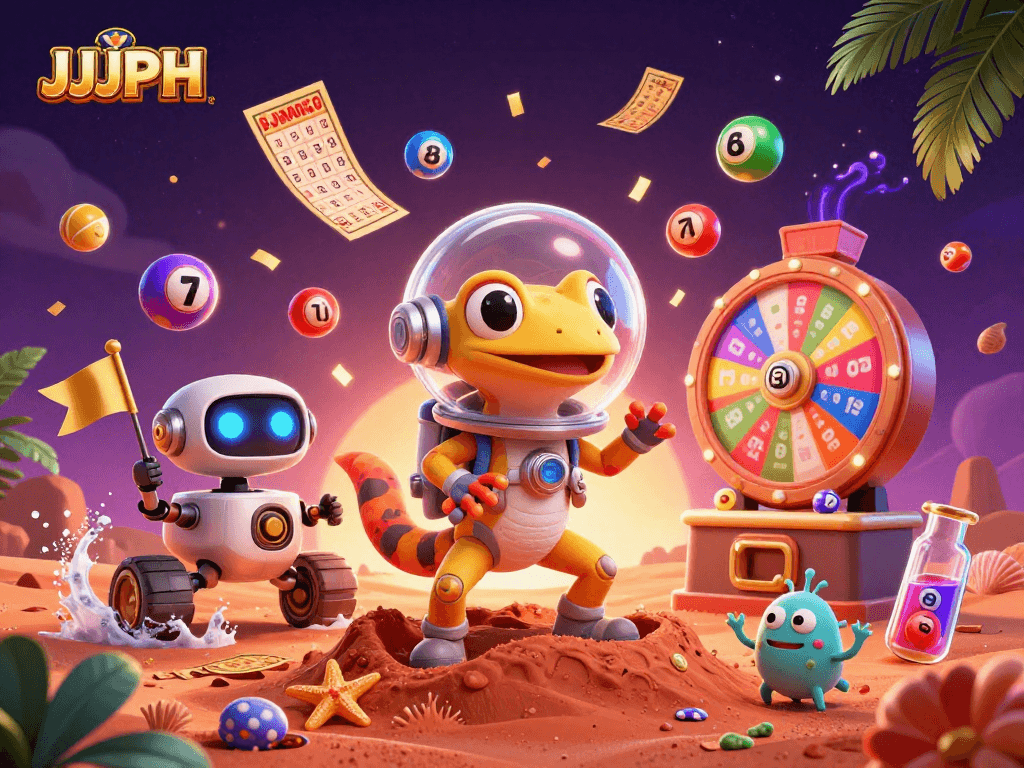 Ang JJJPH ay nagtatampok ng isang Martian gecko at mga elemento ng lottery na naglalabas ng saya sa isang makulay na halaga.