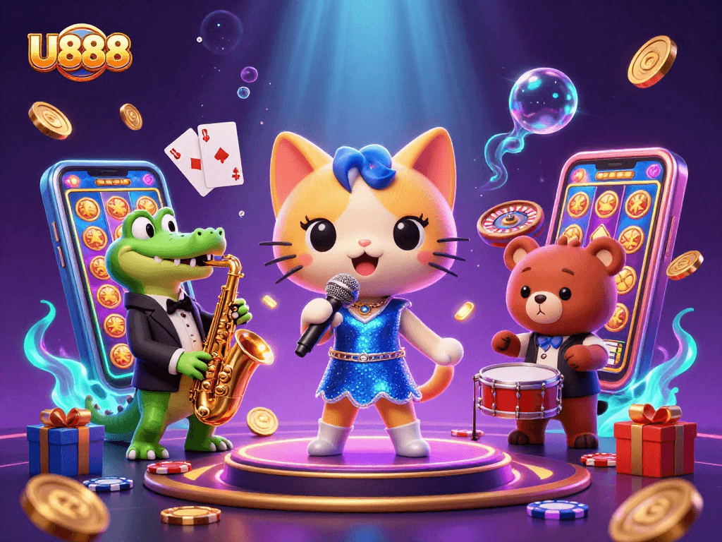 Enjoy the dynamic U888 casino experience with colorful games and playful characters.