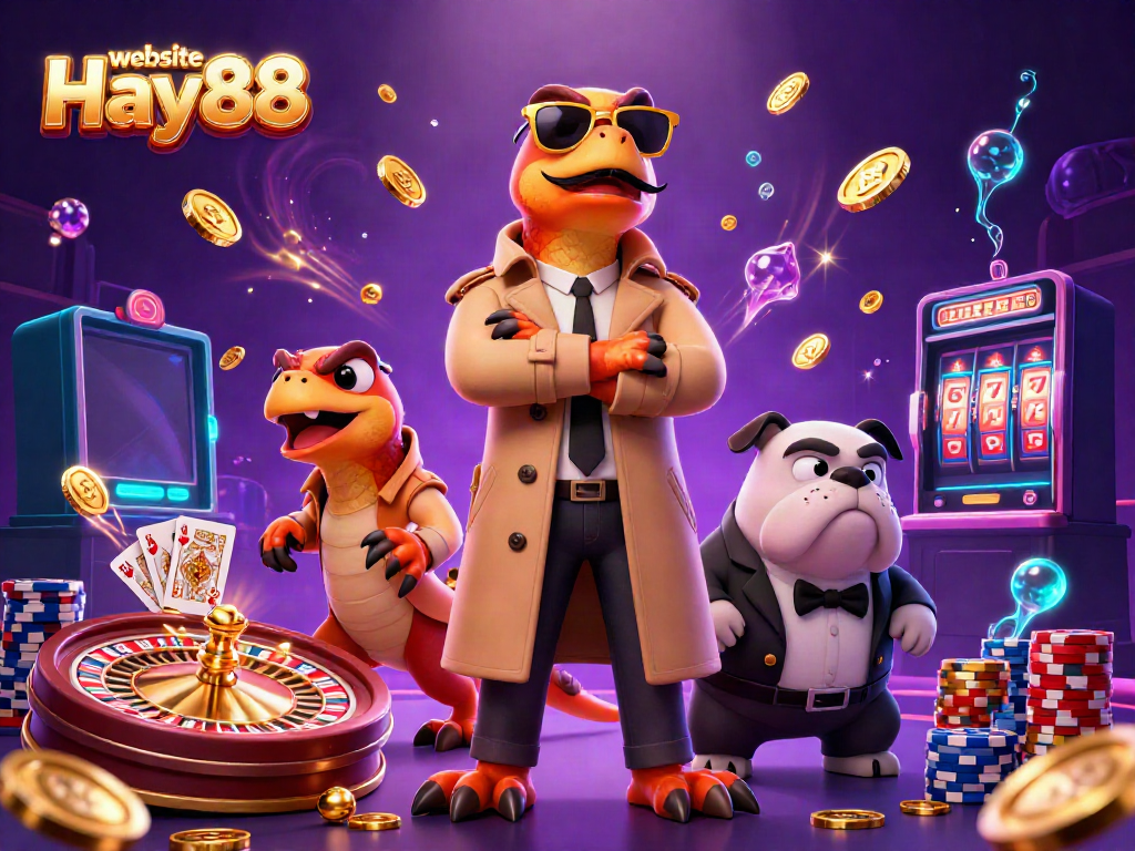 Engage in thrilling games at the website Hay88 casino, with vibrant characters and dynamic elements.