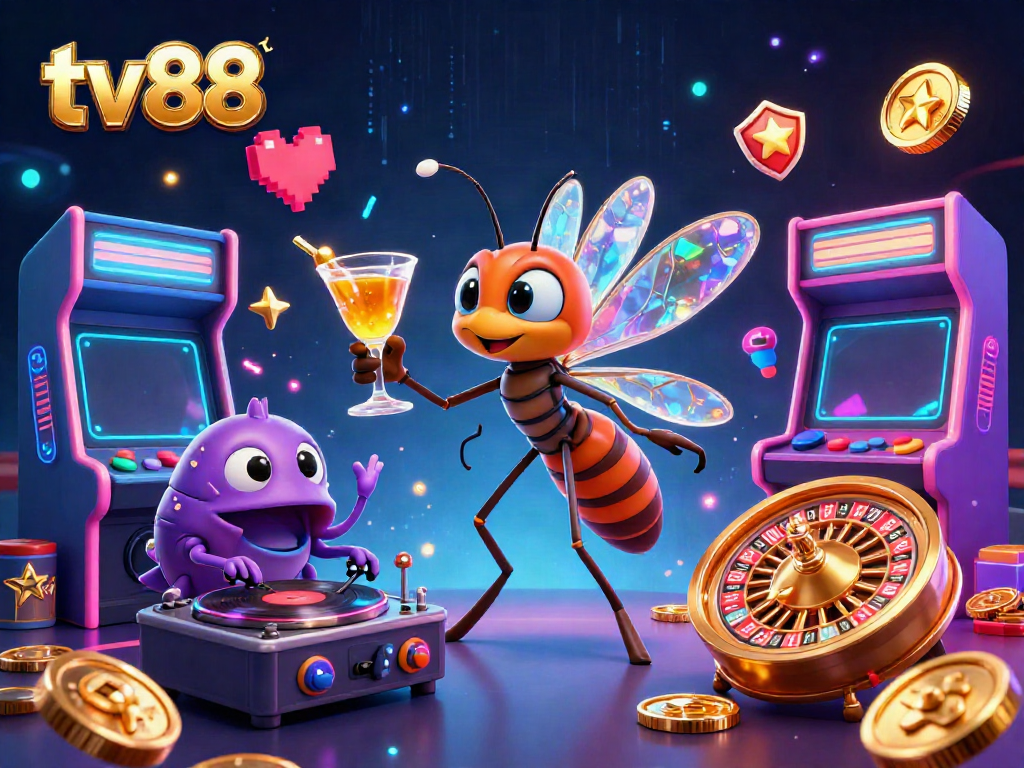 Experience exhilarating fun at tv88 with a vibrant casino scene featuring unique characters.