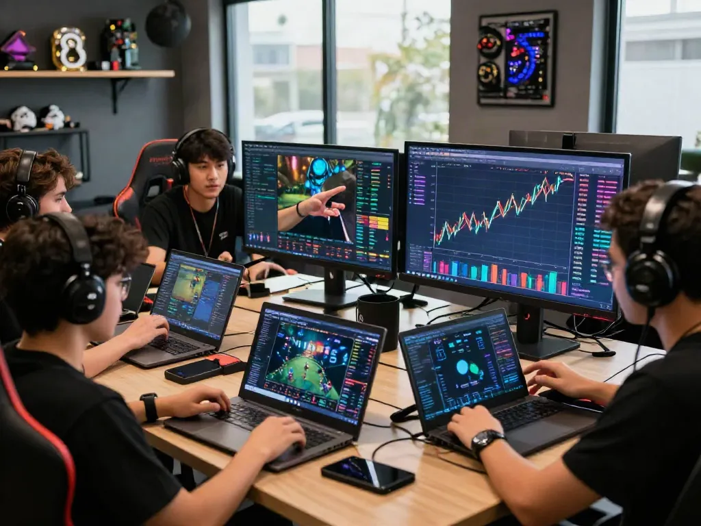 Gamer menikmati pengalaman bermain di BINTANG77 sambil melihat wawasan kripto dan finansial.