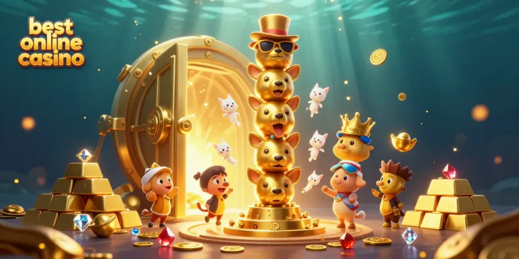 Experience the thrill of the best online casino with vibrant treasures and animated totem characters.