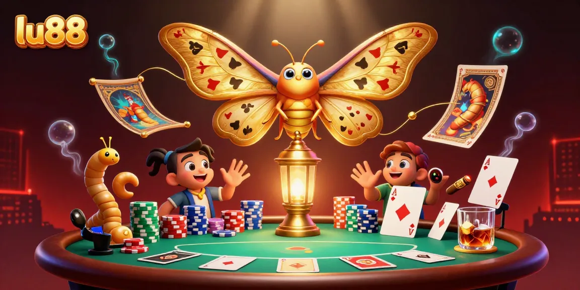 Win big at the vibrant luc88 casino featuring a golden moth and luxurious gaming elements.