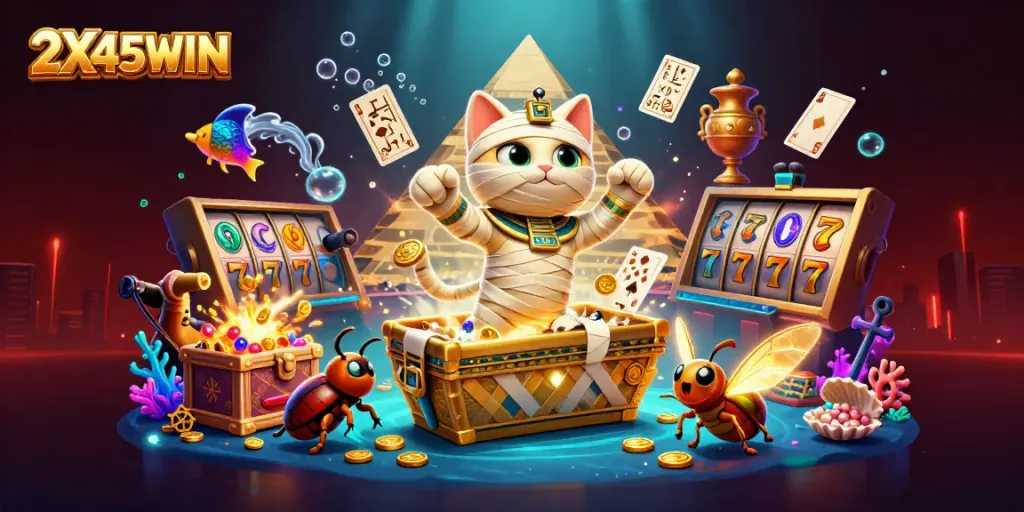 Menangkan kesempatan Anda di 2X45WIN dengan permainan slot yang menakjubkan dan simbol keberuntungan.