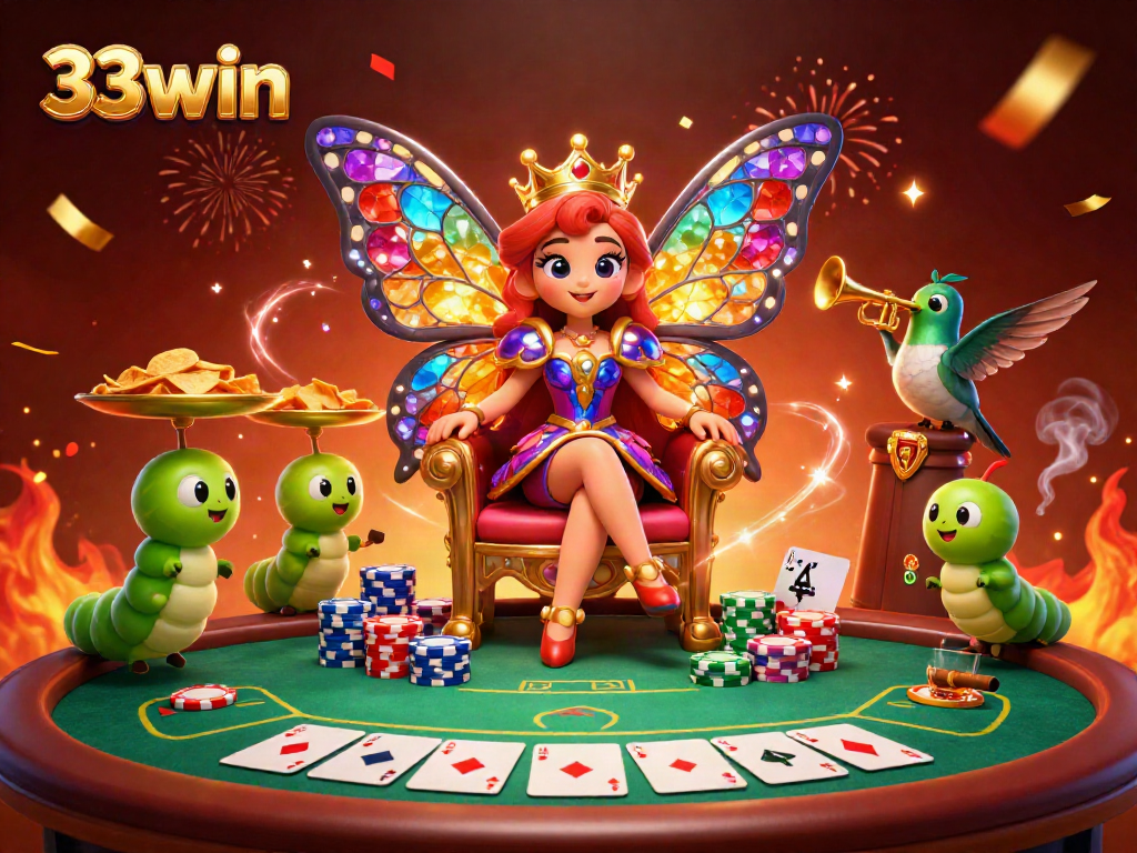 Engage in thrilling gameplay with 33win at a vibrant casino scene boasting live poker table action.