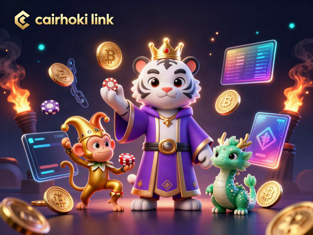 Gambarkan pengalaman menarik di cairhoki link dengan macan putih dan monyet penuh energi.