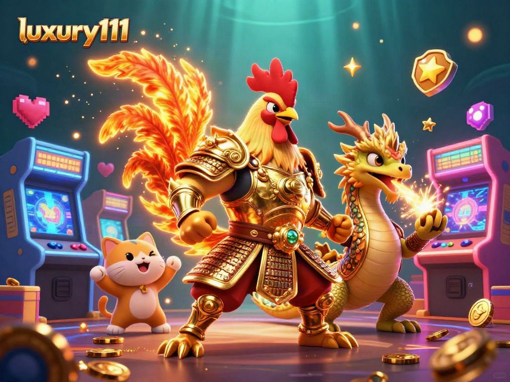 Experience luxury111 with vibrant casino warriors and dynamic gaming elements in a captivating 3D scene.