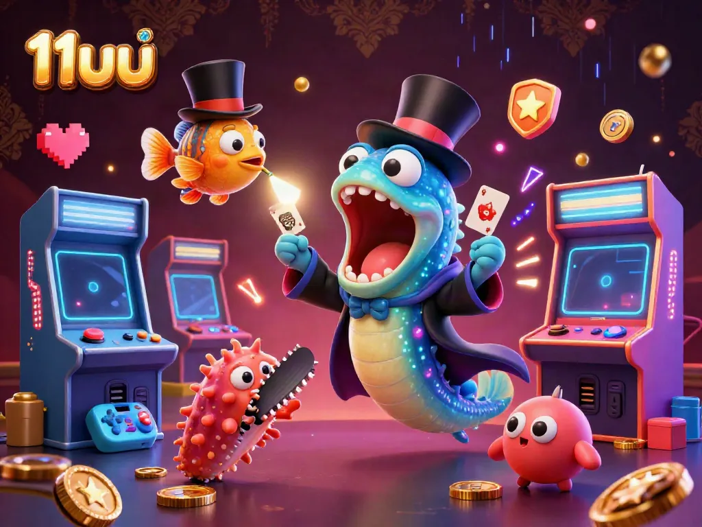Experience the magic at 11uu with vibrant cartoon sea creatures and casino elements in stunning 3D.