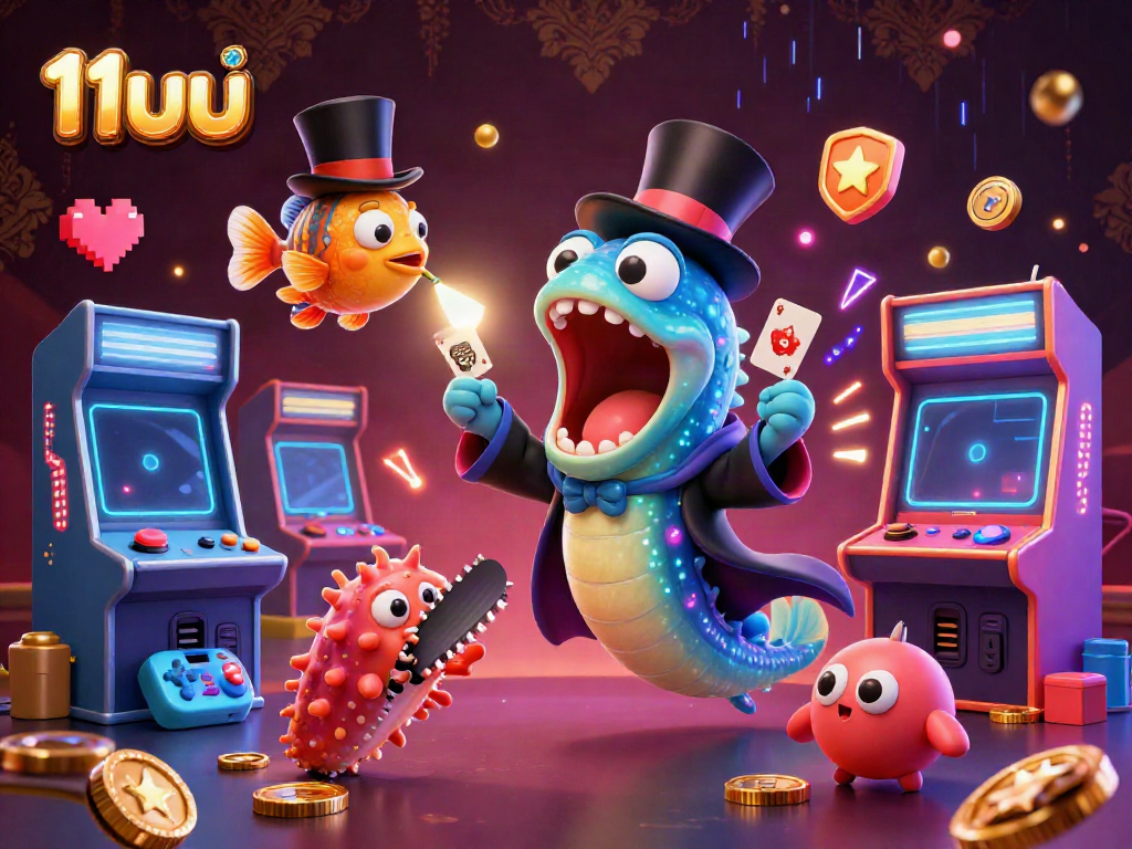 Experience the magic at 11uu with vibrant cartoon sea creatures and casino elements in stunning 3D.