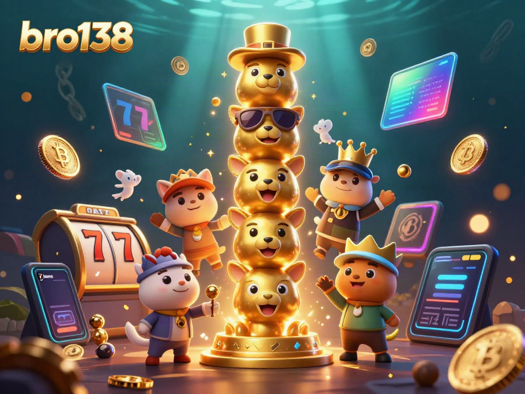 Experience exciting gaming promotions with bro138's vibrant character-themed slot scene.