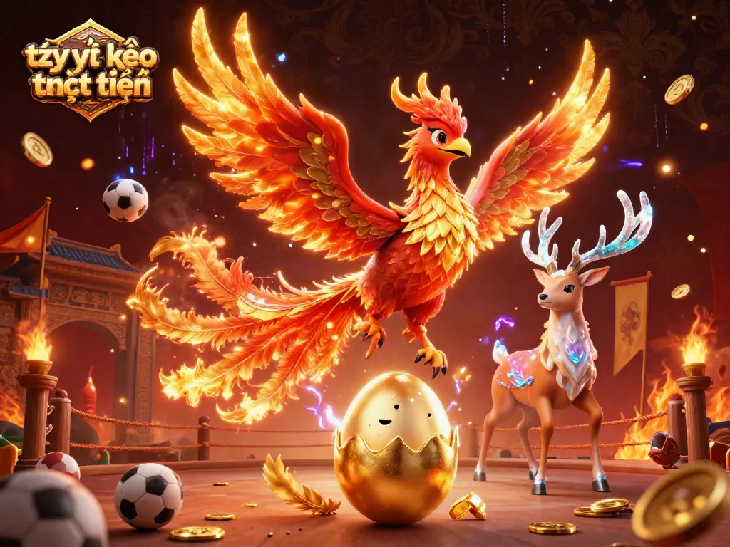 Experience tỷ lệ kèo trực tuyến with a thrilling illustration of a phoenix and sports elements for dynamic betting.