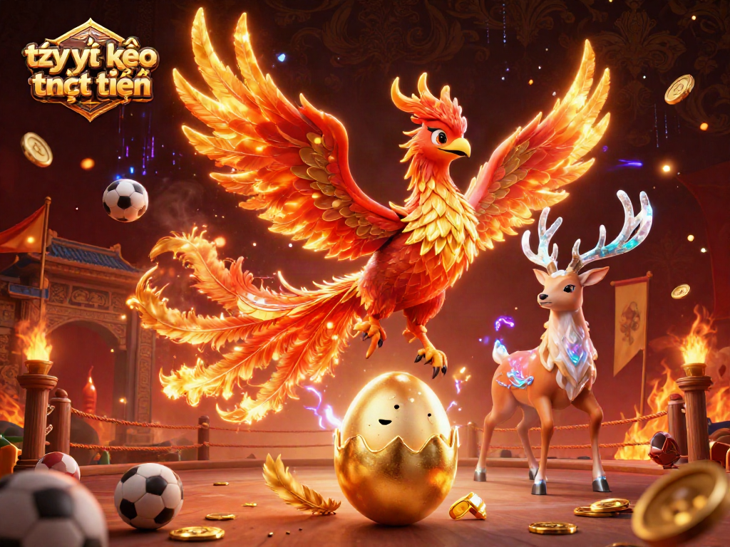 Experience tỷ lệ kèo trực tuyến with a thrilling illustration of a phoenix and sports elements for dynamic betting.