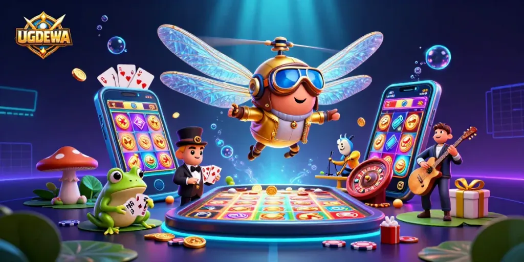 Experience thrilling gaming with UGDEWA's vibrant casino scene featuring exciting slots and card games.