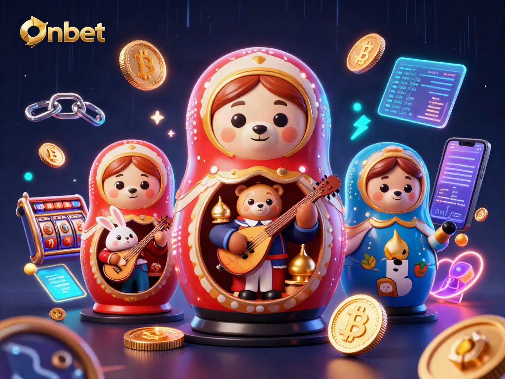 Engage with Onbet's vibrant casino scene featuring unique animated characters and exciting slot elements.