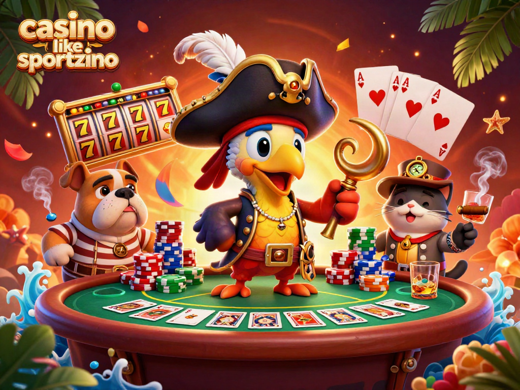 Experience thrilling games and wins at a casino like Sportzino with colorful slot reels and poker action.