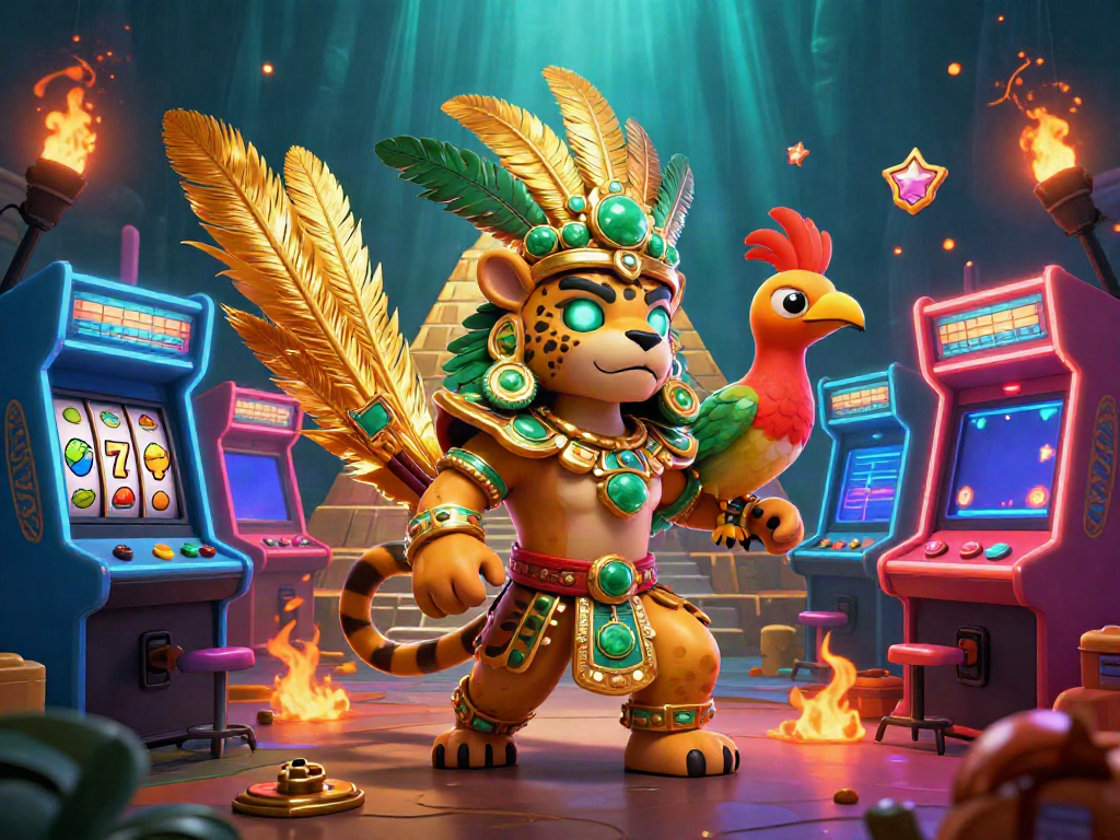 Experience the thrill of 8TOGEL with dynamic casino elements in a vibrant 3D scene.