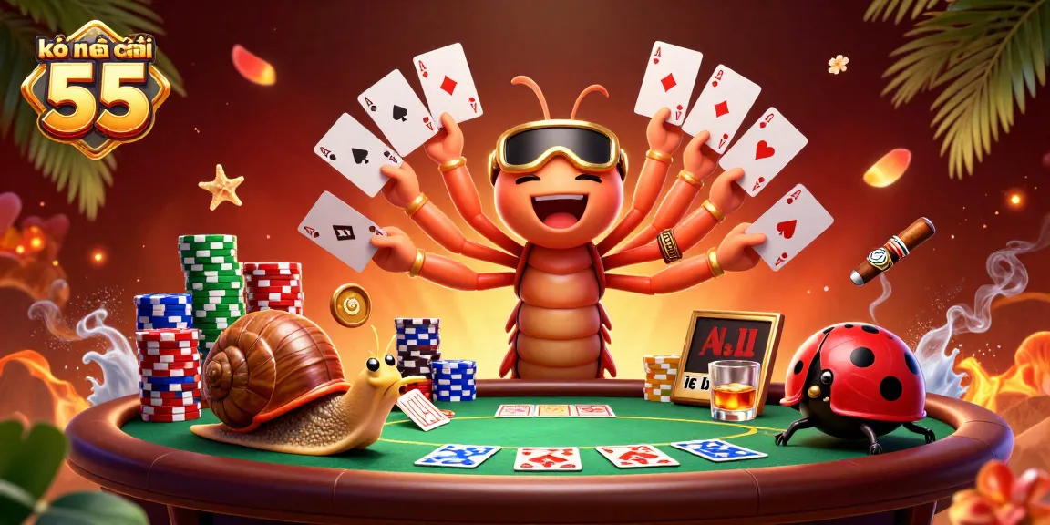 Engage with kèo nhà cái 55 in a vibrant, colorful casino scene featuring unique characters and game elements.