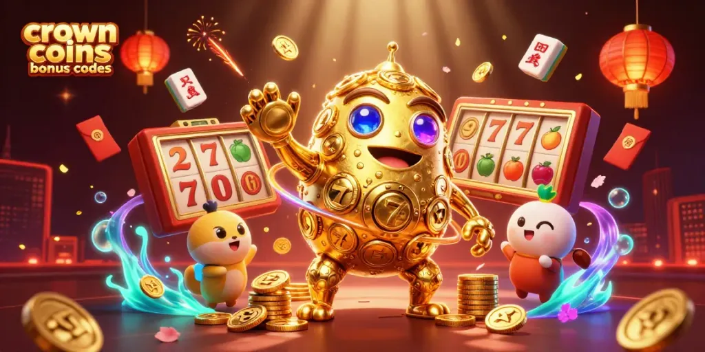 Experience the excitement of crown coins bonus codes in this vibrant casino-themed 3D illustration.