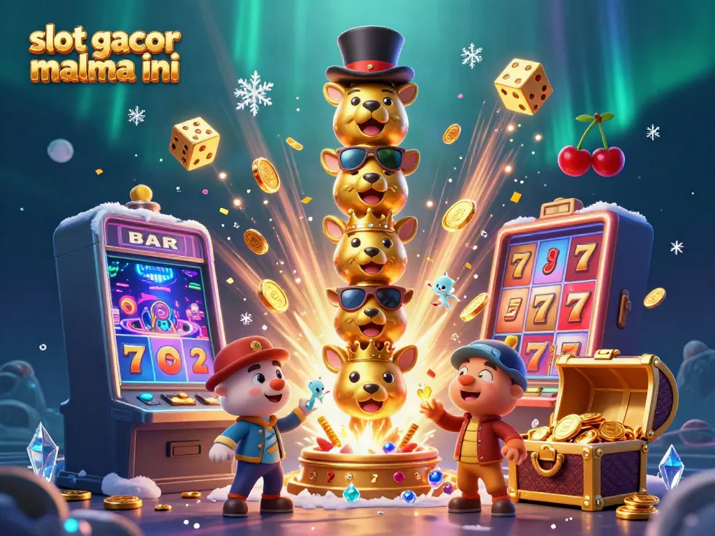 Spin the reels with slot gacor malma ini as golden coins burst forth in a dazzling casino scene.