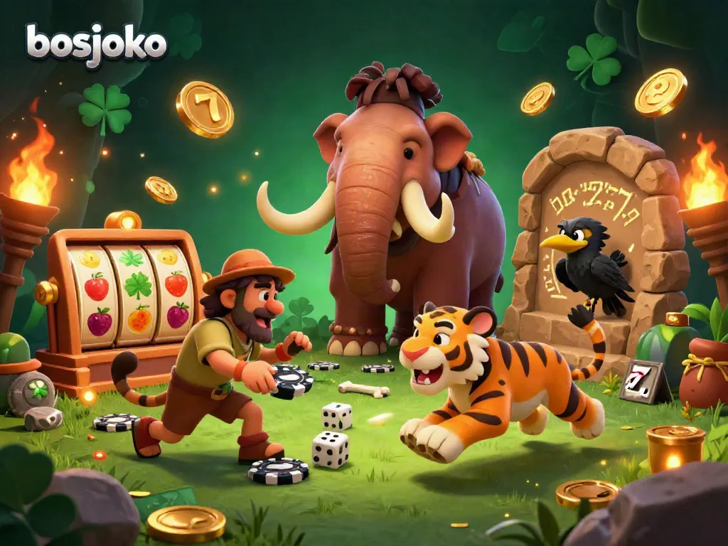 Experience thrilling gameplay at bosjoko with dynamic slot reels and prehistoric casino action.