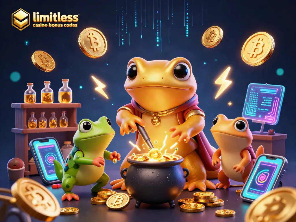 Experience limitless casino bonus codes in action with vibrant alchemical transformation in a magical lab scene.