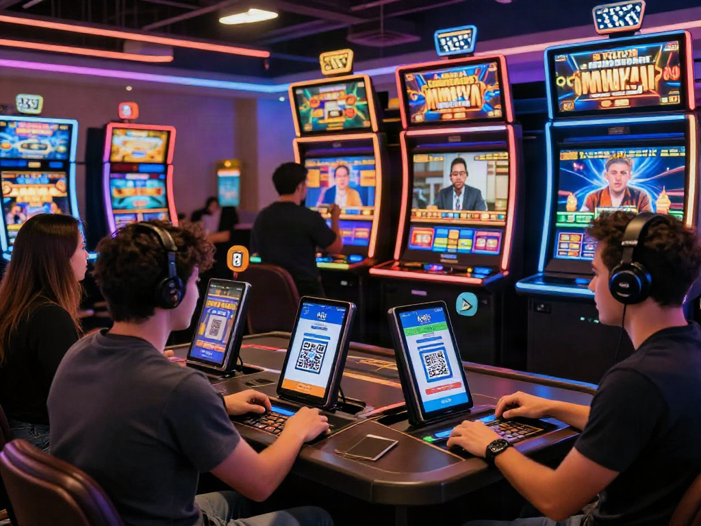 Exciting online casino scene showcasing slot deposit QRIS payment methods with players enjoying their experience.