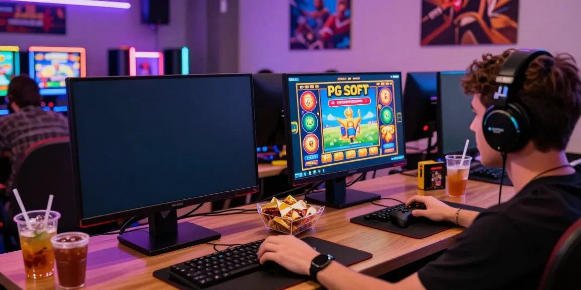 Engaged player enjoying a vibrant slot gacor gaming experience with colorful screens and snacks.