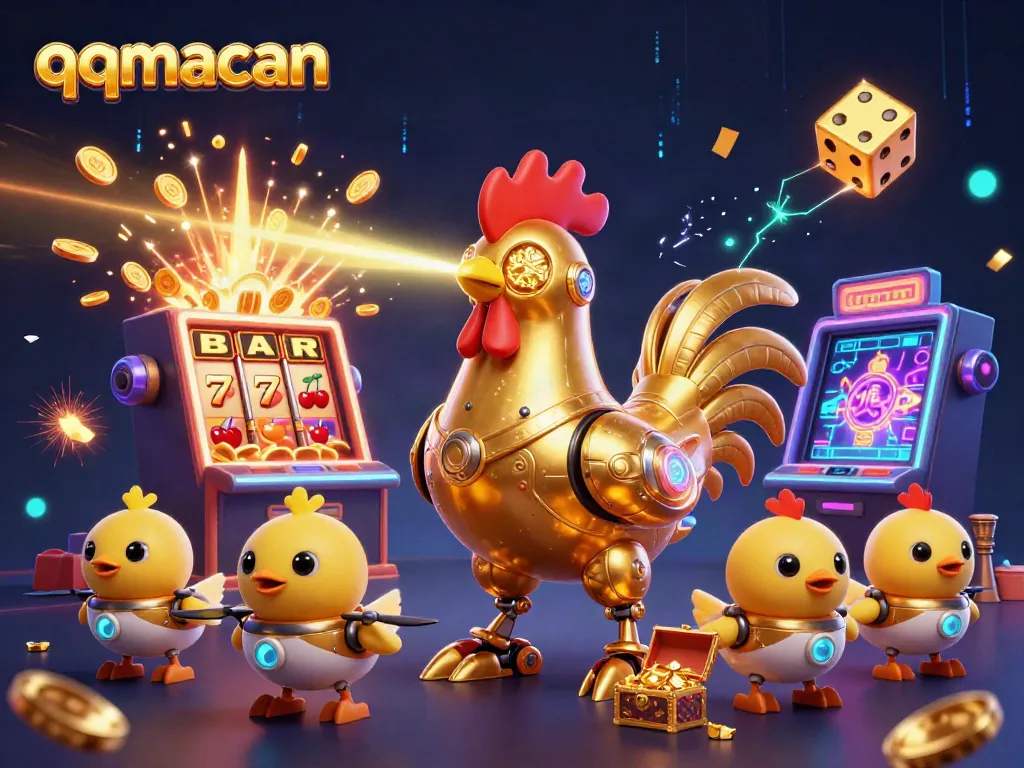 Engage with the exciting realm of qqmacan featuring a vibrant casino scene with golden jackpot elements.