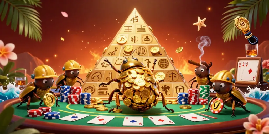 Engage in thrilling games at QQ88 with golden coins, poker elements, and dynamic casino atmosphere.
