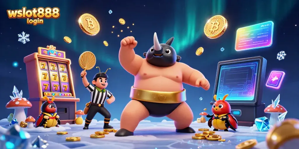 Wslot888 login memperlihatkan juara sumo keledai rhinoceros 3D dengan efek visual kasino