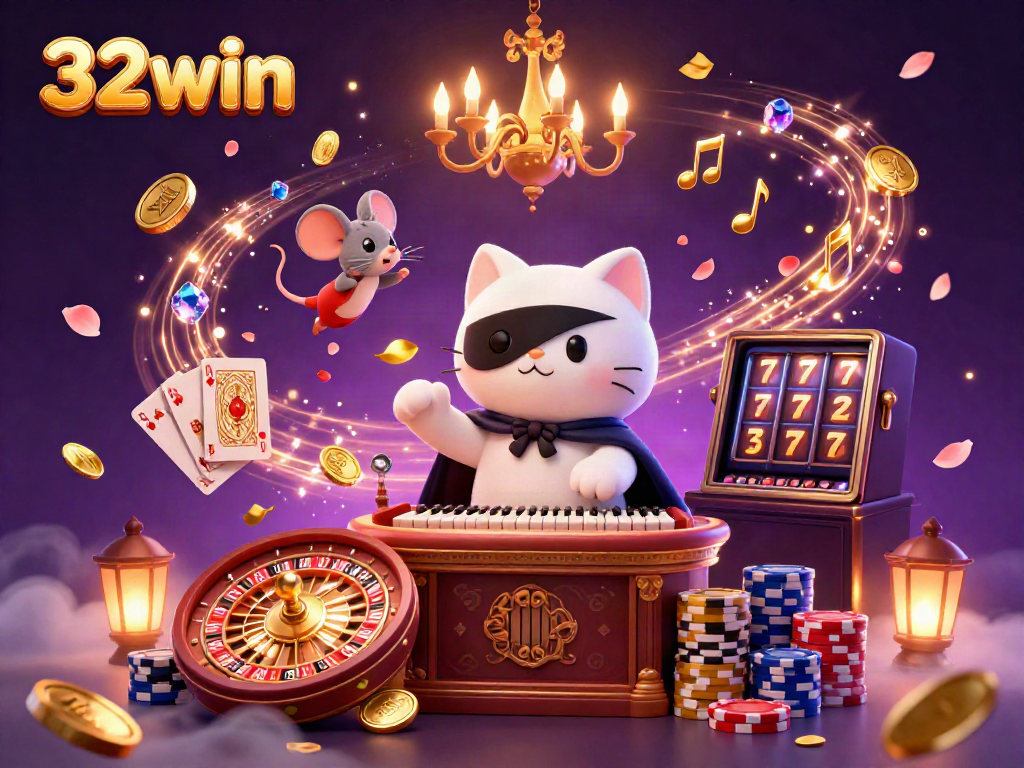 Experience the excitement of 32win with a captivating casino scene featuring fun characters and dynamic game elements.